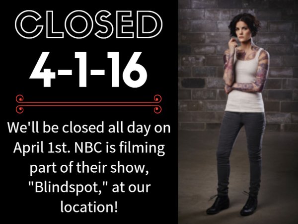 NBC’s Blindspot will be filming at our location!